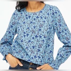 J.Crew Factory Women’s Long Sleeve Printed Poplin Blouse Size Small